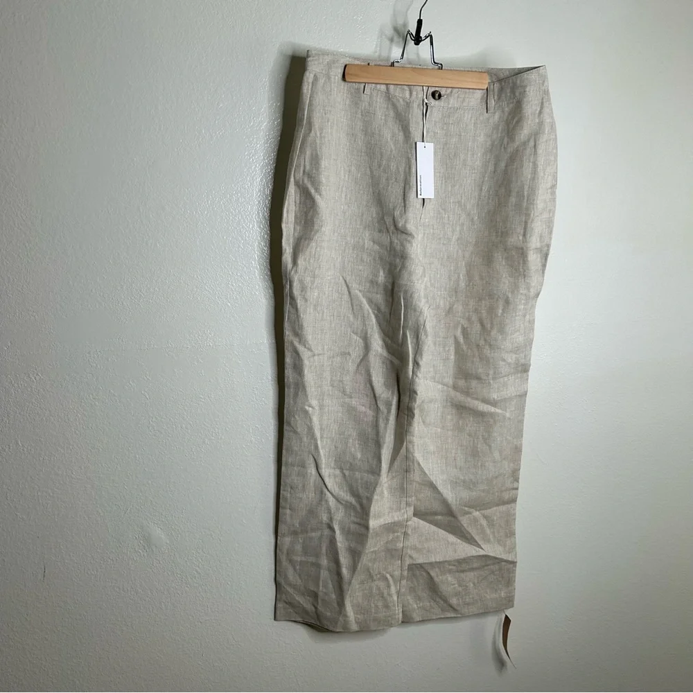 NWT NEW Reformation 100% Linen Freddie Straight Leg Trouser Pant in Oatmeal